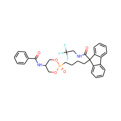 O=C(NC1COP(=O)(CCCCC2(C(=O)NCC(F)(F)F)c3ccccc3-c3ccccc32)OC1)c1ccccc1 ZINC000003931858