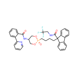 O=C(NC1COP(=O)(CCCCC2(C(=O)NCC(F)(F)F)c3ccccc3-c3ccccc32)OC1)c1ccccc1-c1ccccn1 ZINC000003931846