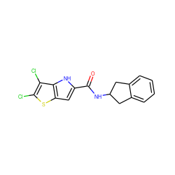 O=C(NC1Cc2ccccc2C1)c1cc2sc(Cl)c(Cl)c2[nH]1 ZINC000036177542