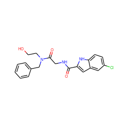 O=C(NCC(=O)N(CCO)Cc1ccccc1)c1cc2cc(Cl)ccc2[nH]1 ZINC000028119252