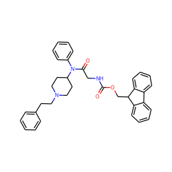 O=C(NCC(=O)N(c1ccccc1)C1CCN(CCc2ccccc2)CC1)OCC1c2ccccc2-c2ccccc21 ZINC000096922437