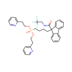 O=C(NCC(F)(F)F)C1(CCCCP(=O)(OCCc2ccccn2)OCCc2ccccn2)c2ccccc2-c2ccccc21 ZINC000028763134