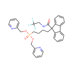 O=C(NCC(F)(F)F)C1(CCCCP(=O)(OCc2ccccn2)OCc2ccccn2)c2ccccc2-c2ccccc21 ZINC000028762381