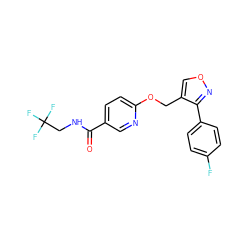 O=C(NCC(F)(F)F)c1ccc(OCc2conc2-c2ccc(F)cc2)nc1 ZINC000142226373