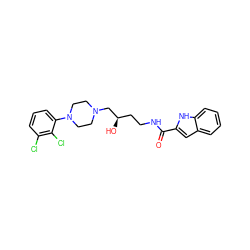 O=C(NCC[C@@H](O)CN1CCN(c2cccc(Cl)c2Cl)CC1)c1cc2ccccc2[nH]1 ZINC000066120262