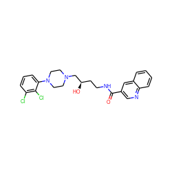 O=C(NCC[C@@H](O)CN1CCN(c2cccc(Cl)c2Cl)CC1)c1cnc2ccccc2c1 ZINC000473097174