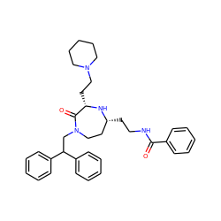 O=C(NCC[C@@H]1CCN(CC(c2ccccc2)c2ccccc2)C(=O)[C@H](CCN2CCCCC2)N1)c1ccccc1 ZINC000118683469