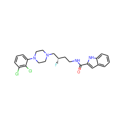 O=C(NCC[C@H](F)CN1CCN(c2cccc(Cl)c2Cl)CC1)c1cc2ccccc2[nH]1 ZINC000071318662