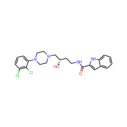 O=C(NCC[C@H](O)CN1CCN(c2cccc(Cl)c2Cl)CC1)c1cc2ccccc2[nH]1 ZINC000066120280