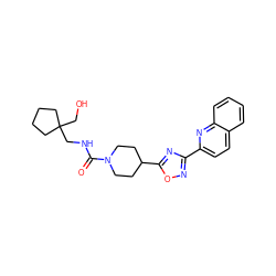 O=C(NCC1(CO)CCCC1)N1CCC(c2nc(-c3ccc4ccccc4n3)no2)CC1 ZINC000072181166