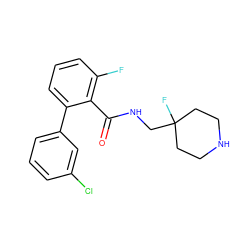 O=C(NCC1(F)CCNCC1)c1c(F)cccc1-c1cccc(Cl)c1 ZINC000049048302