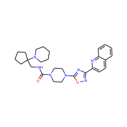 O=C(NCC1(N2CCCCC2)CCCC1)N1CCN(c2nc(-c3ccc4ccccc4n3)no2)CC1 ZINC000072180124