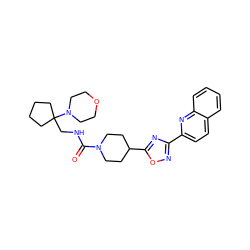 O=C(NCC1(N2CCOCC2)CCCC1)N1CCC(c2nc(-c3ccc4ccccc4n3)no2)CC1 ZINC000072181289