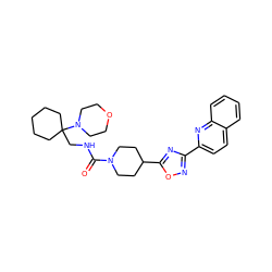 O=C(NCC1(N2CCOCC2)CCCCC1)N1CCC(c2nc(-c3ccc4ccccc4n3)no2)CC1 ZINC000072179034