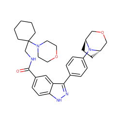 O=C(NCC1(N2CCOCC2)CCCCC1)c1ccc2[nH]nc(-c3ccc(N4[C@H]5CC[C@H]4COC5)cc3)c2c1 ZINC000299861845