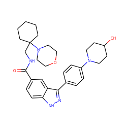 O=C(NCC1(N2CCOCC2)CCCCC1)c1ccc2[nH]nc(-c3ccc(N4CCC(O)CC4)cc3)c2c1 ZINC000205340483