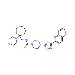 O=C(NCC1(N2CCOCC2)CCCCCC1)N1CCC(c2nc(-c3ccc4ccccc4n3)no2)CC1 ZINC000072179035