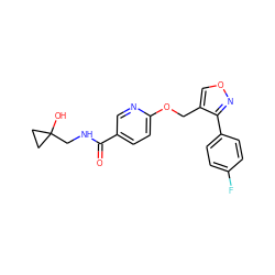 O=C(NCC1(O)CC1)c1ccc(OCc2conc2-c2ccc(F)cc2)nc1 ZINC000142695527