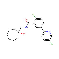 O=C(NCC1(O)CCCCCC1)c1cc(-c2ccc(Cl)cn2)ccc1Cl ZINC000049784708