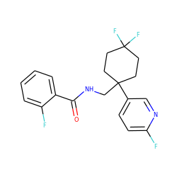 O=C(NCC1(c2ccc(F)nc2)CCC(F)(F)CC1)c1ccccc1F ZINC000473182963