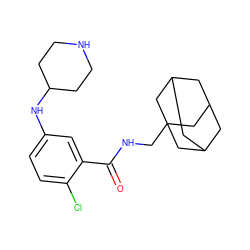 O=C(NCC12CC3CC(CC(C3)C1)C2)c1cc(NC2CCNCC2)ccc1Cl ZINC000028825942