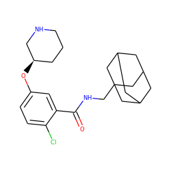 O=C(NCC12CC3CC(CC(C3)C1)C2)c1cc(O[C@@H]2CCCNC2)ccc1Cl ZINC000028825938