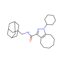 O=C(NCC12CC3CC(CC(C3)C1)C2)c1nn(C2CCCCC2)c2c1CCCCCC2 ZINC000034892420