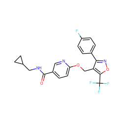 O=C(NCC1CC1)c1ccc(OCc2c(-c3ccc(F)cc3)noc2C(F)(F)F)nc1 ZINC000140068335