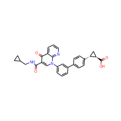 O=C(NCC1CC1)c1cn(-c2cccc(-c3ccc([C@@H]4C[C@H]4C(=O)O)cc3)c2)c2ncccc2c1=O ZINC000038851382