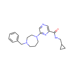 O=C(NCC1CC1)c1cncc(N2CCCN(Cc3ccccc3)CC2)n1 ZINC000028882451