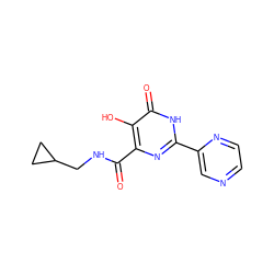 O=C(NCC1CC1)c1nc(-c2cnccn2)[nH]c(=O)c1O ZINC000084704482