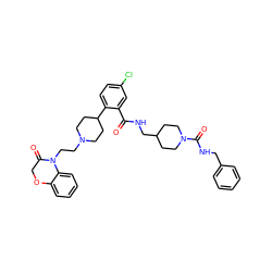 O=C(NCC1CCN(C(=O)NCc2ccccc2)CC1)c1cc(Cl)ccc1C1CCN(CCN2C(=O)COc3ccccc32)CC1 ZINC000028826523