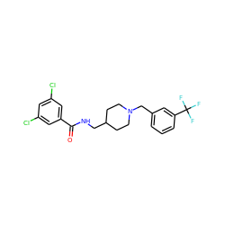 O=C(NCC1CCN(Cc2cccc(C(F)(F)F)c2)CC1)c1cc(Cl)cc(Cl)c1 ZINC000040956959