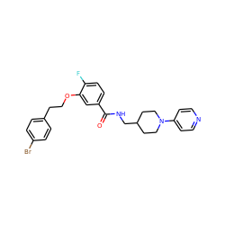 O=C(NCC1CCN(c2ccncc2)CC1)c1ccc(F)c(OCCc2ccc(Br)cc2)c1 ZINC000013643359