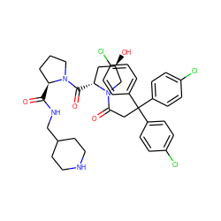 O=C(NCC1CCNCC1)[C@H]1CCCN1C(=O)[C@@H]1C[C@@H](O)CN1C(=O)CC(c1ccc(Cl)cc1)(c1ccc(Cl)cc1)c1ccc(Cl)cc1 ZINC000034802112