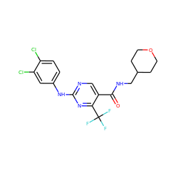 O=C(NCC1CCOCC1)c1cnc(Nc2ccc(Cl)c(Cl)c2)nc1C(F)(F)F ZINC000003947935