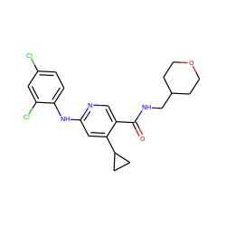 O=C(NCC1CCOCC1)c1cnc(Nc2ccc(Cl)cc2Cl)cc1C1CC1 ZINC000040395019