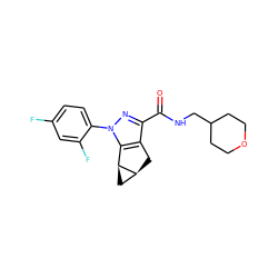 O=C(NCC1CCOCC1)c1nn(-c2ccc(F)cc2F)c2c1C[C@H]1C[C@@H]21 ZINC000299820424