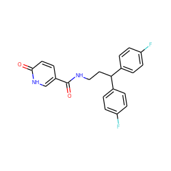 O=C(NCCC(c1ccc(F)cc1)c1ccc(F)cc1)c1ccc(=O)[nH]c1 ZINC000042921787