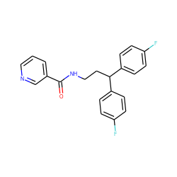 O=C(NCCC(c1ccc(F)cc1)c1ccc(F)cc1)c1cccnc1 ZINC000043020966