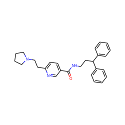 O=C(NCCC(c1ccccc1)c1ccccc1)c1ccc(CCN2CCCC2)nc1 ZINC000045245202