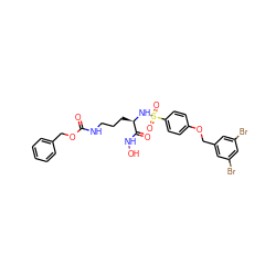 O=C(NCCC[C@@H](NS(=O)(=O)c1ccc(OCc2cc(Br)cc(Br)c2)cc1)C(=O)NO)OCc1ccccc1 ZINC000096284909