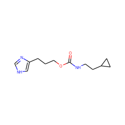 O=C(NCCC1CC1)OCCCc1c[nH]cn1 ZINC000071319092