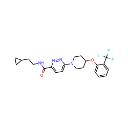 O=C(NCCC1CC1)c1ccc(N2CCC(Oc3ccccc3C(F)(F)F)CC2)nn1 ZINC000035879513