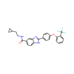 O=C(NCCC1CC1)c1ccc2[nH]c(-c3ccc(Oc4ccccc4C(F)(F)F)cc3)nc2c1 ZINC000059032518