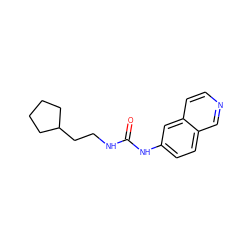 O=C(NCCC1CCCC1)Nc1ccc2cnccc2c1 ZINC001772614442