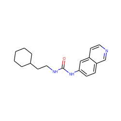 O=C(NCCC1CCCCC1)Nc1ccc2cnccc2c1 ZINC001772650676