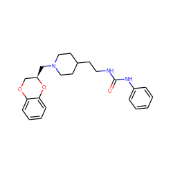 O=C(NCCC1CCN(C[C@@H]2COc3ccccc3O2)CC1)Nc1ccccc1 ZINC000003979305