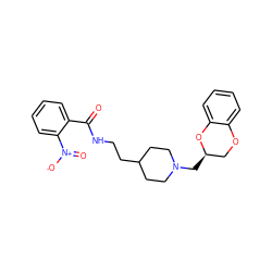 O=C(NCCC1CCN(C[C@@H]2COc3ccccc3O2)CC1)c1ccccc1[N+](=O)[O-] ZINC000013813583