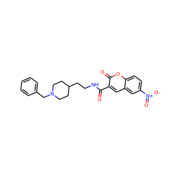 O=C(NCCC1CCN(Cc2ccccc2)CC1)c1cc2cc([N+](=O)[O-])ccc2oc1=O ZINC000103276753